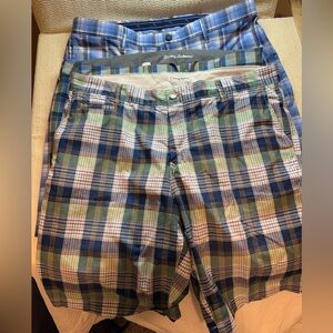 Tommy Bahama Set 3 Men's Plaid Shorts - Blue and Green 38